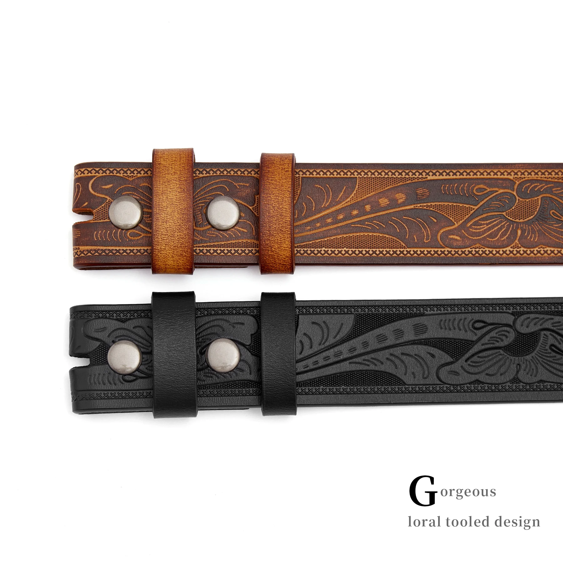 2024 Belts Without Buckle Two Layer Embossed Cowhide No Buckle Strap Pin Buckle Belt Body High Quality Male Belts Ideal Gifts