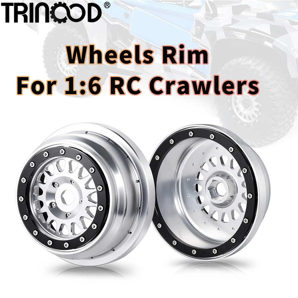 TRINOOD Aluminum Alloy Beadlock Wheel Rim Hubs for Lo-si 1/6 Super Baja Rey 2.0 RC Rock Crawler Buggy Truck Upgrade Parts