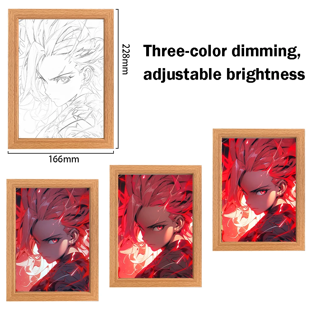 ของขวัญตกแต่งห้องนอนลายตัวละครอนิเมะดราก้อนบอล โคมไฟภาพวาดกรอบรูปไฟ LED สำหรับสาวไซย่า