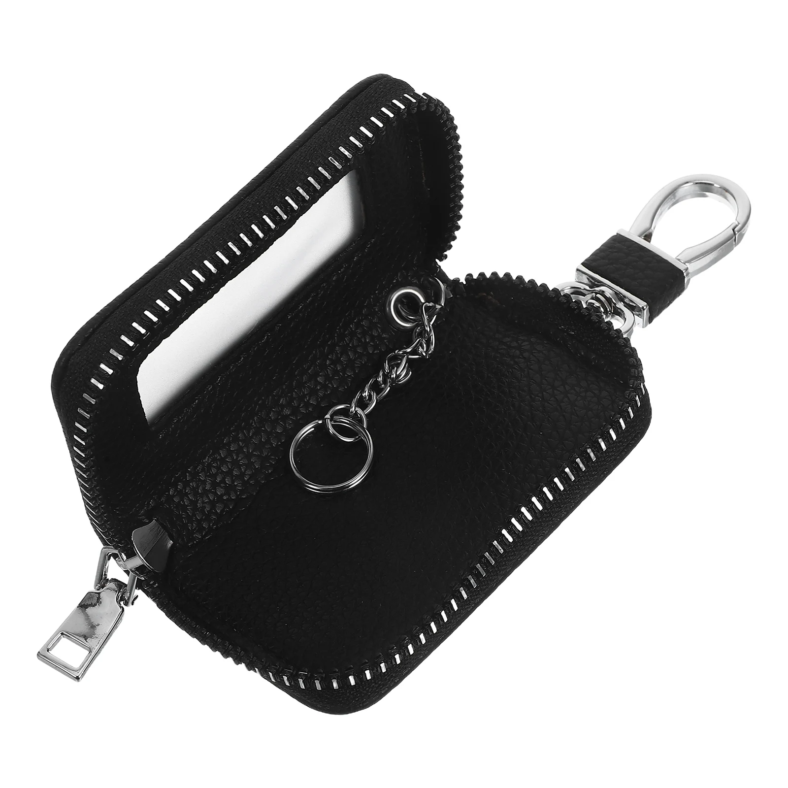 

Car Key Bag Case Pouch Holder Remote Control Box Black Universal Fit Metal Zipper Vintage Design Car Fob Accessories Protective