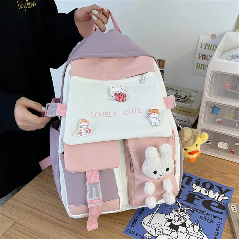 Kawaii Nylon Rugzak Portemonnees Vrouwen Bagpack Schattige Trends Student Schoolboekentassen Voor Tienermeisjes Grote Buitenshuis Reisrugzak