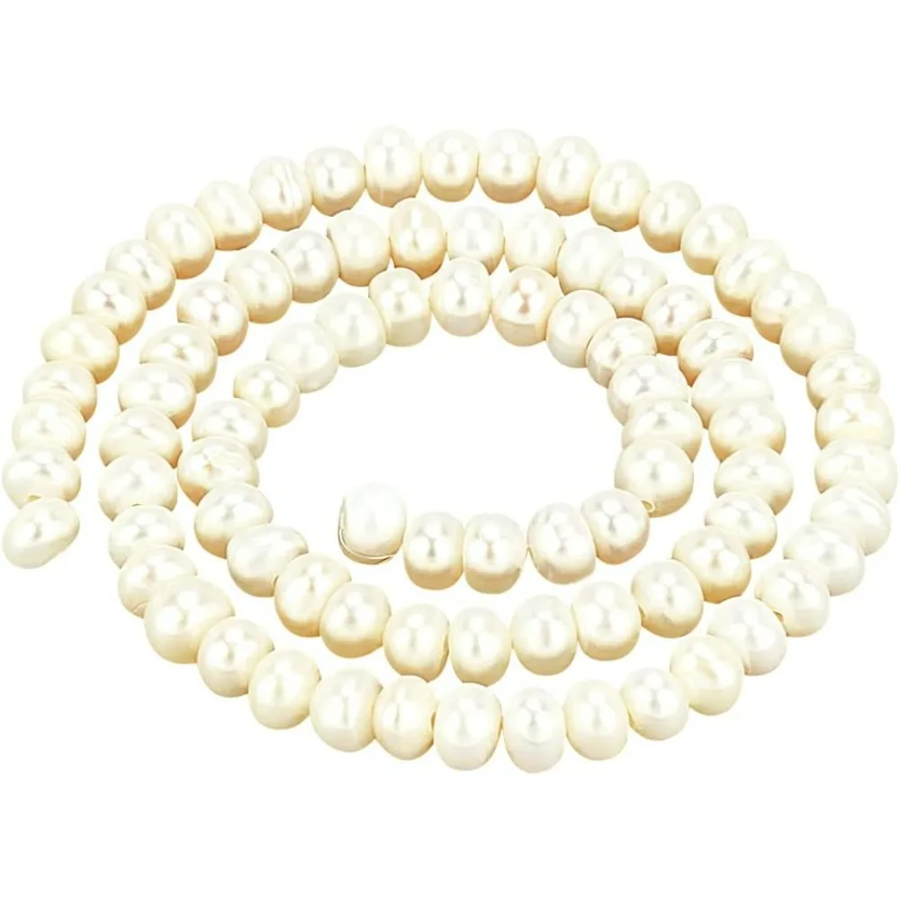 

86 Pcs Cultured Freshwater Pearl Beads Beige Pearl Strands Potato Shape Pearl Loose Beads for Jewelry Craft making kit