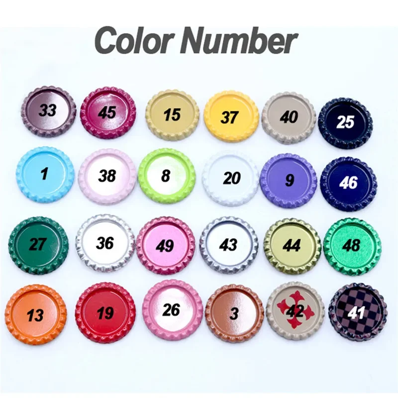 100pcs/lot Inside 1 Inch 25mm Two- Side Colored Round Flattened Bottle Caps for DIY Crafts & Jewelry Accessories Without Hole