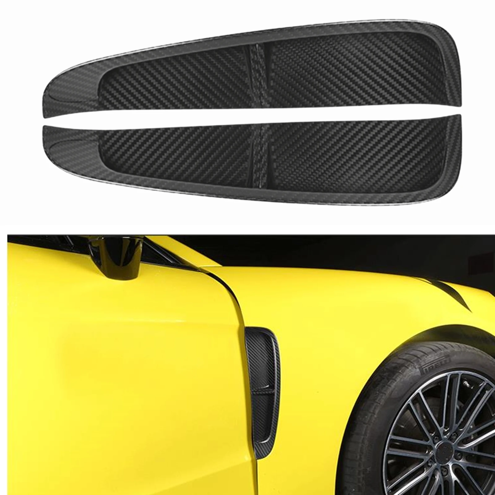 

Real Carbon Fiber Car Body Bumper Side Fender Hood Air Vent Intake Grille Frame Cover Trim Canard For Porsche Panamera 2017-2023