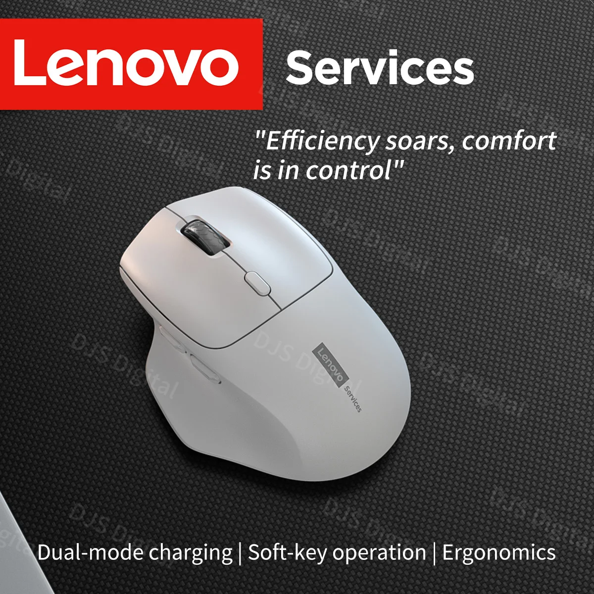 Lenovo Wireless Mouse Ergonomic Design Dual-Mode Connection Large-Capacity Battery Comfortable for Gaming and Office Use