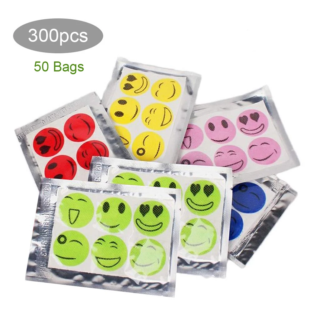 300PCS Essential Oil Mosquito Repellent Patches Stickers Easy Apply Reusable Cartoon Natural Plant for Kids Adults Home Outdoor