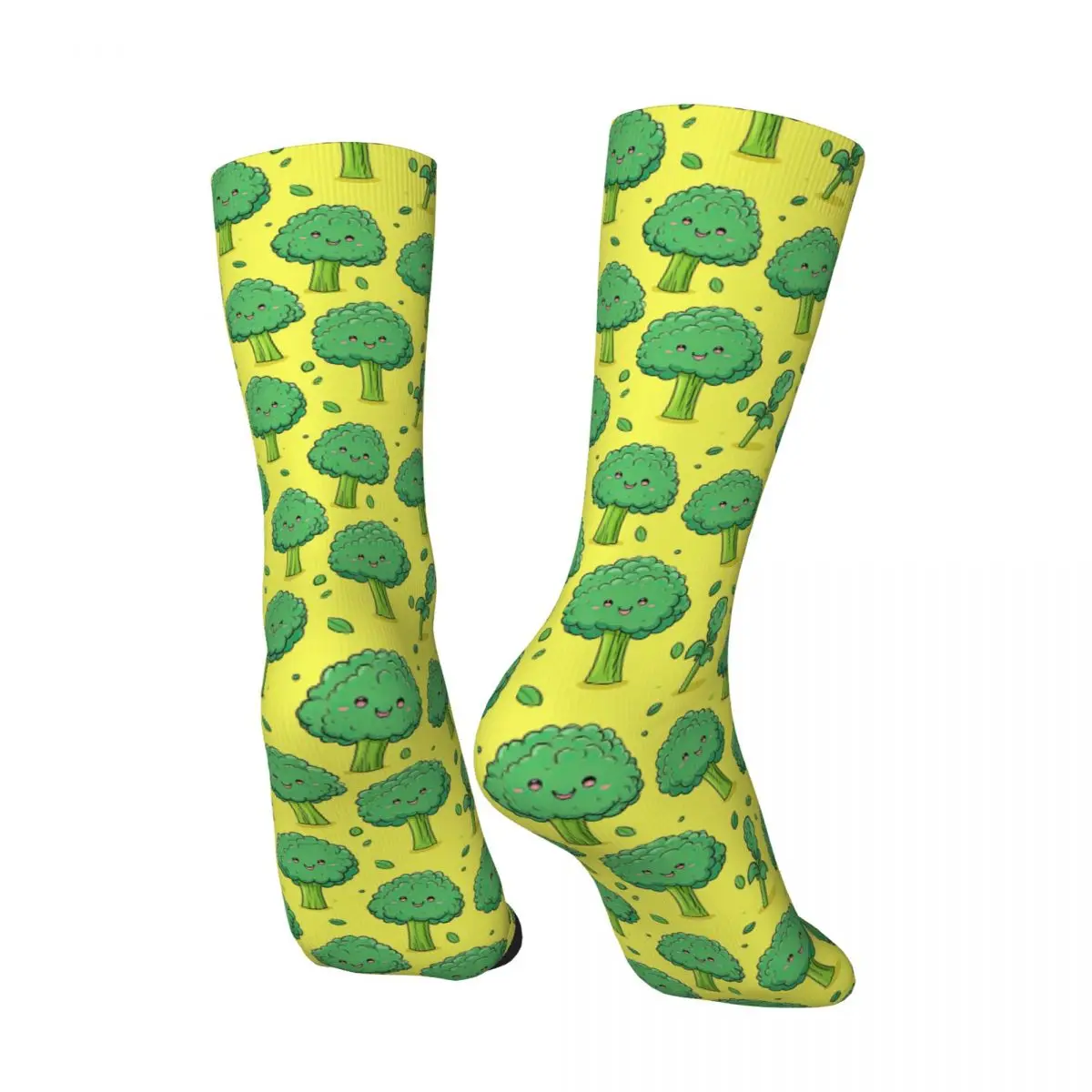 All Seasons Green Cartoon Broccoli Element Socks Harajuku Crew Socks Super Soft Stockings for Men Women Valentine's Day Gifts