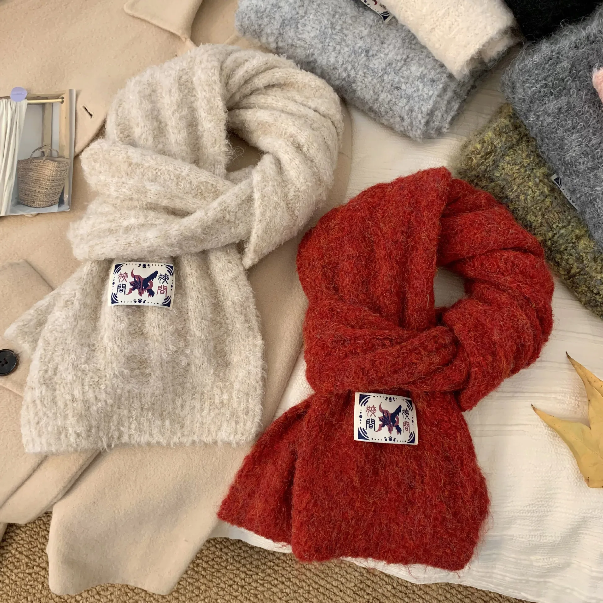 

Women's Winter Scarves Cashmere Scarf Girl Black Ladies Winter Wool Scarf Hot Selling Solid Color Scarves Warm Cold-Proof Poncho