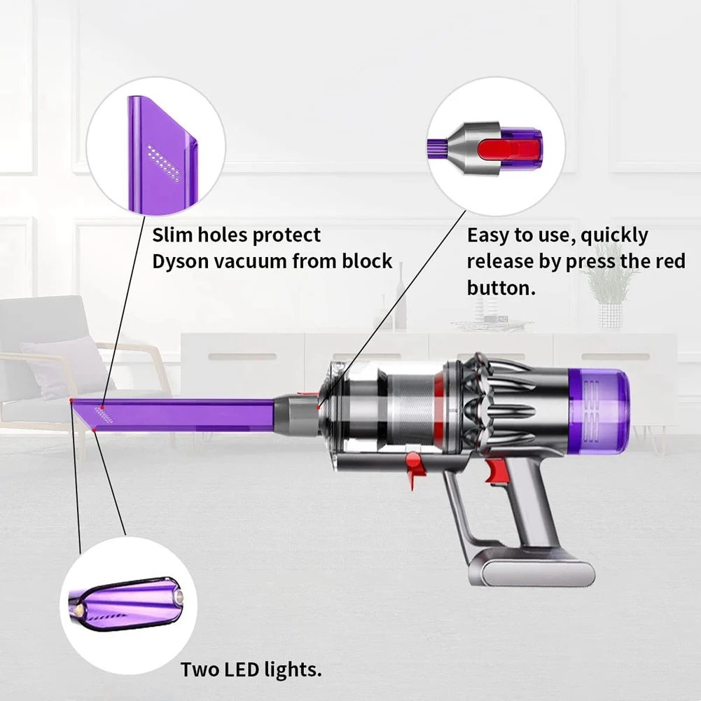 مرفق أداة شق مع أضواء LED لدايسون مكنسة كهربائية لاسلكية V7 V8 V10 V11 V15 ، مع محول الإفراج السريع