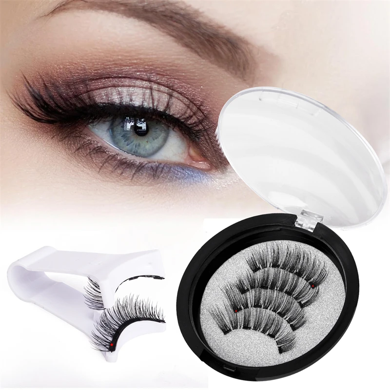Super Quality Anti-Sensitive Soft Comfortable Chemical Fiber 4 Magnets Reusable and Light Weight V Eyelash Curler Set