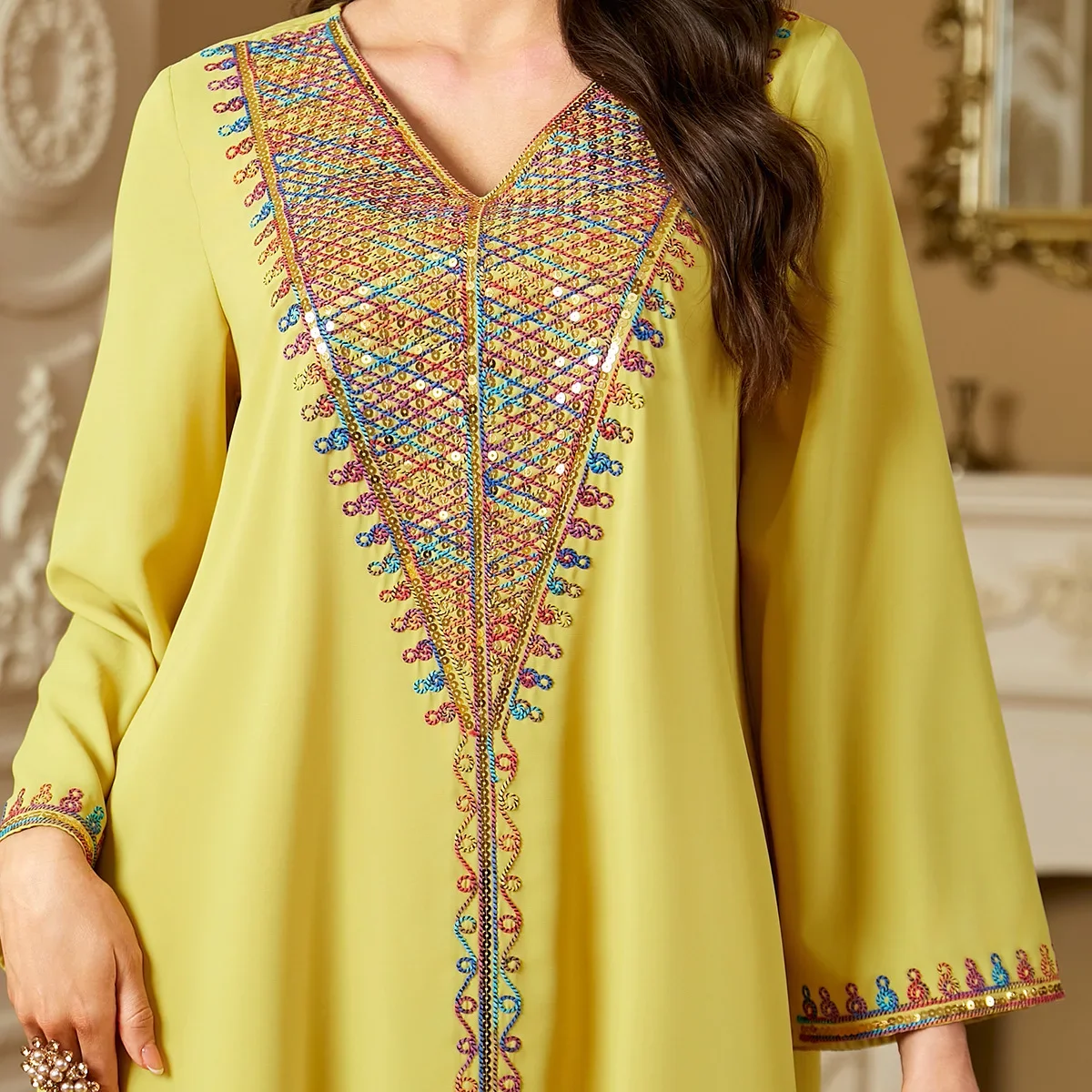 

Eid Muslim Abayas for Women Embroidery Long Dress Dubai Kaftan Arabic Robe Islam Jalabiya Caftan Marocain Femme Robe Kebaya Gown