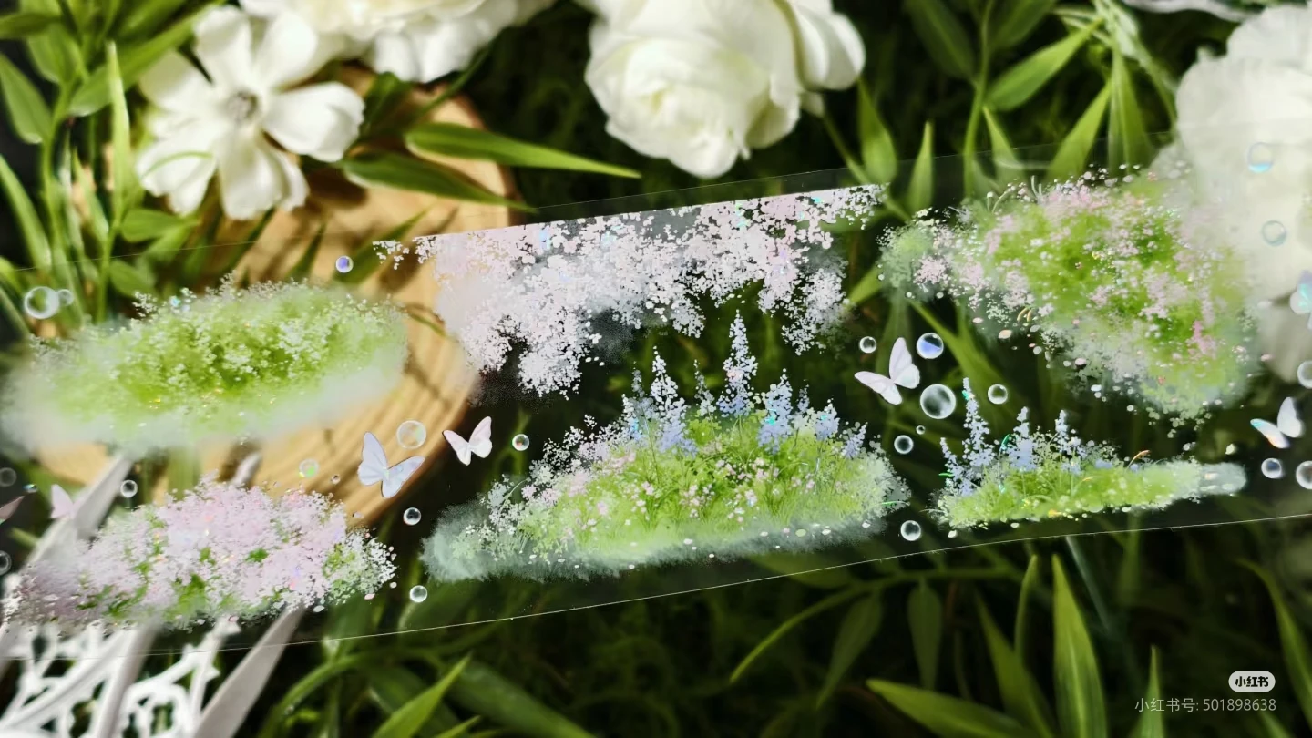 

[Ходяга среди цветов] Pet Washi Tape Collage Задняя карта мобильного телефона Стог сена Цветочные кусты