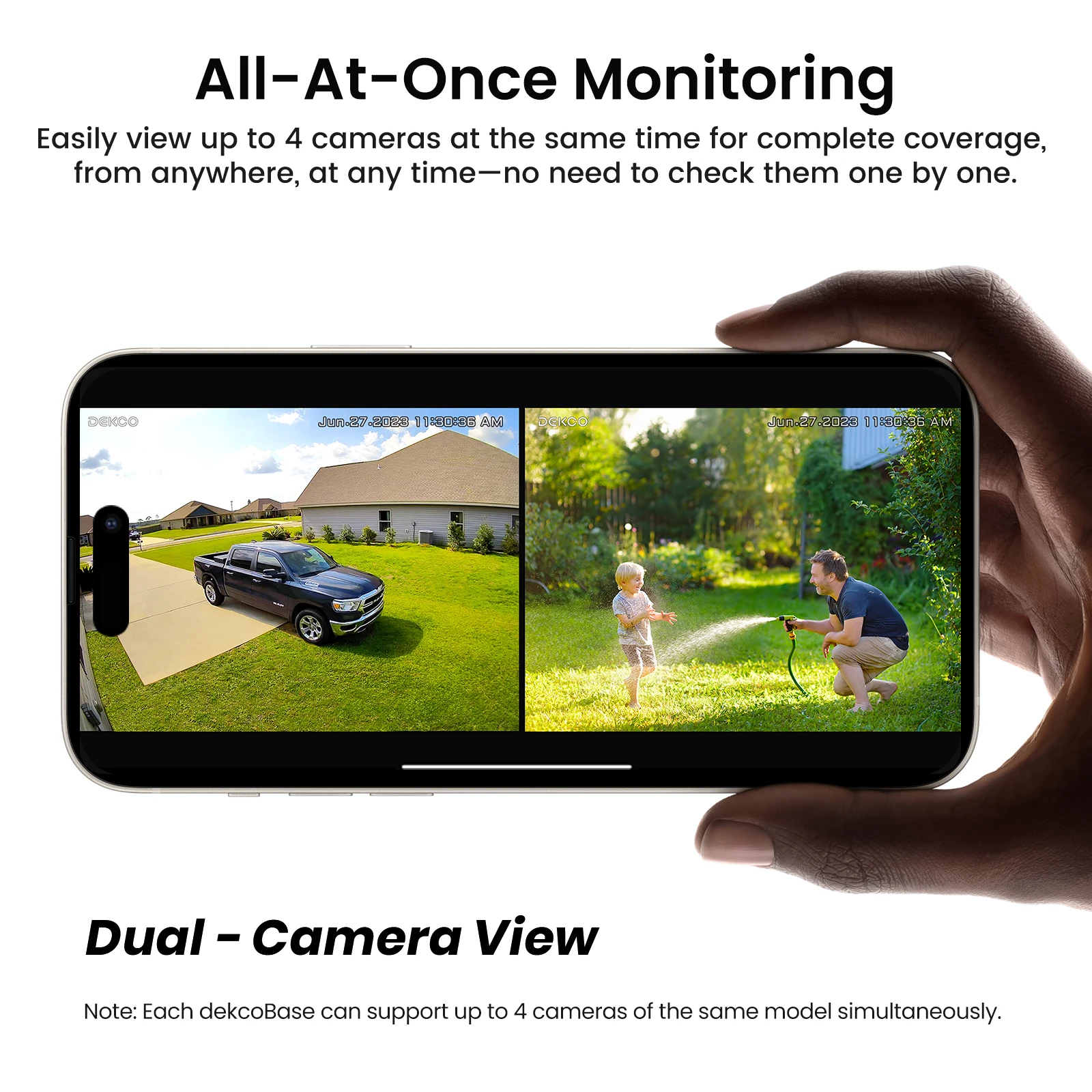 Dekco 3MP WiFi Solar Camera System 2 Cam Kit Outdoor Wireless Home Security Camera Set Color Night Vision 2-Way Audio CCTV Cam