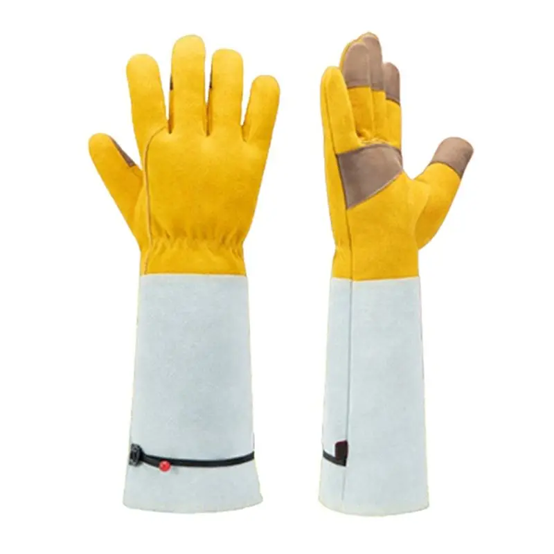 ABMI-Cowhide Gloves Gardening Gloves Extended Anti-Puncture And Anti-Insect Bite Welder General Labor Protection Gloves,