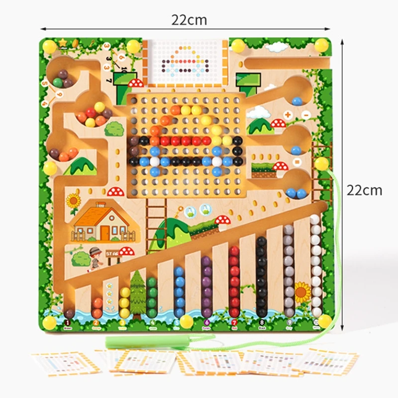 Sortowanie magnetyczne gry Montessori Puzzle zabawki labirynt plansza nauka kolorowa klasyfikacja Montessori drewniane zabawki edukacyjne