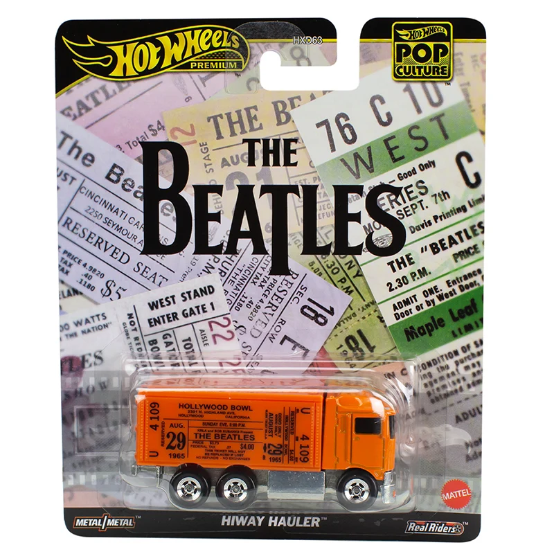 

Official Hot Wheels Premium Car Pop Culture Beatles Hollywood Bowl Boys Toys Diecast 1/64 Highway Hauler Model Birthday Gift