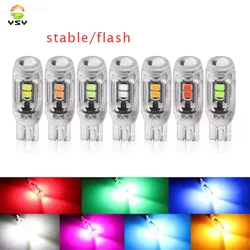 1pcs T10 W5W lens Led Flash Strobe Bulb 194 WY5W Flashing Interior Parking License Plate Reading Signal Lamp 12V Car Tail Light