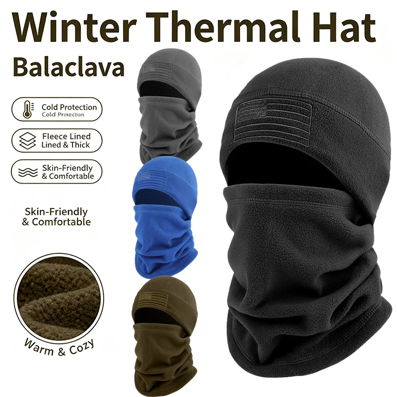 Balaclava Hat Winter Thermal Windproof Full Face Cover Neck Warm Polar Fleece Beanie Cap for Outdoor Ski Cycling Men Women