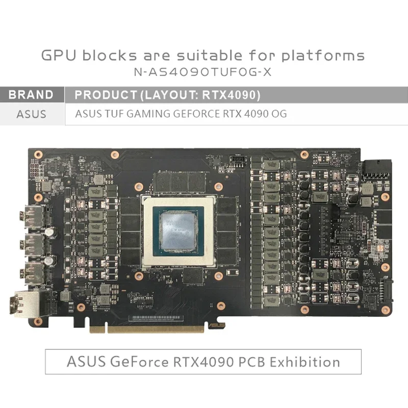 Bykski GPU Block Use for ASUS TUF Gaming GeForce RTX 4090 OG Video Card /T2 Red Copper Material/ Dense Waterways N-AS4090TUFOG-X