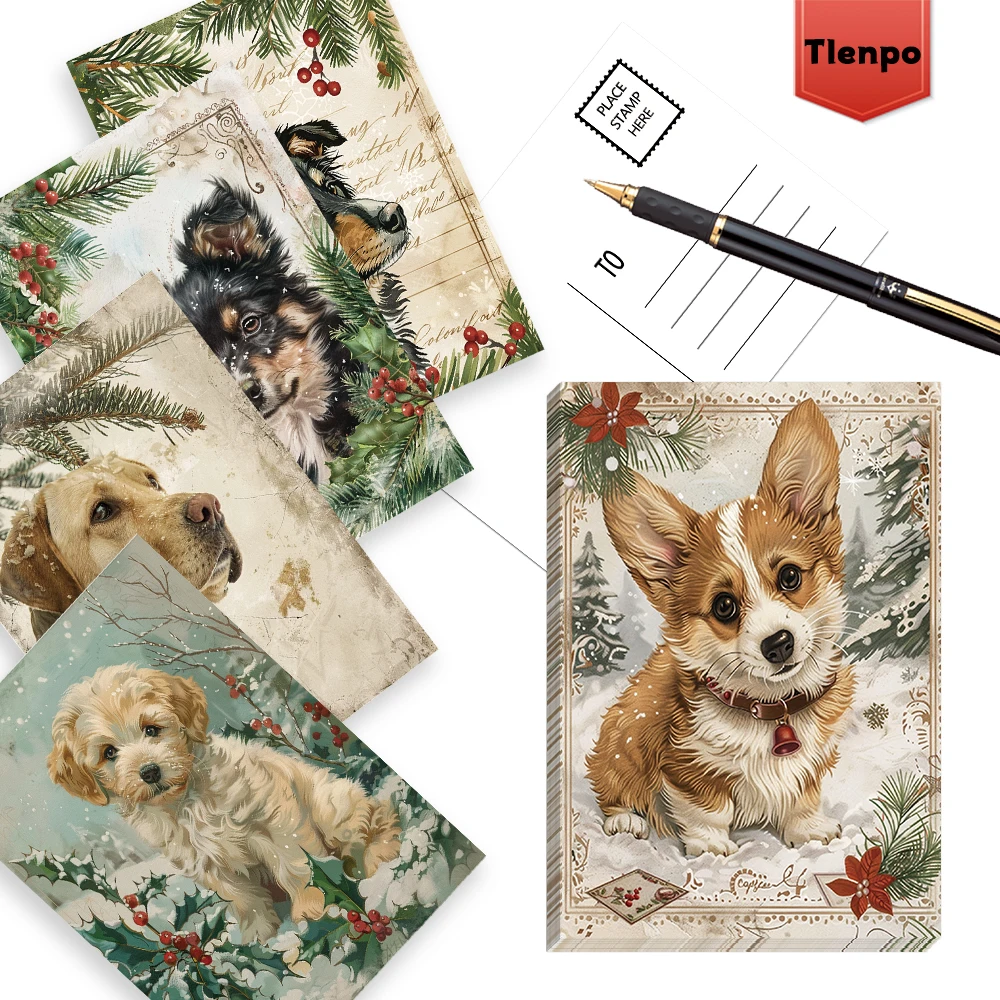 32 قطعة. بطاقة بريدية لجرو عيد الميلاد، هدية عيد الميلاد/الذكرى السنوية، قابلة للجمع، مناسبة لإعطاء هدية، يمكن إرسالها.