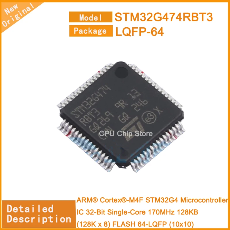 5Pcs/Lot  New Original STM32G474RBT3 STM32G474  Microcontroller IC 32-Bit Single-Core 170MHz 128KB (128K x 8) FLASH 64-LQFP