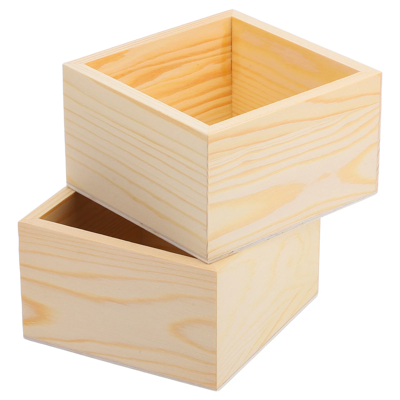 

2 Pcs No Cover Wooden Box Sundries Organizer Decorative Boxes Crates Wedding Candy for Crafts Happy