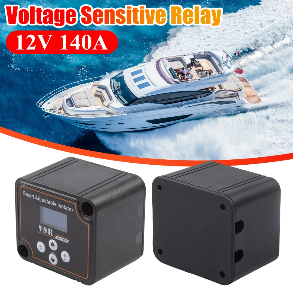 12V 140A VSR Car Relay Split Charge Smart Dual Battery Smart Isolator Voltage Setting VSR for Off-Road Camper Yacht ATV UTV Boat