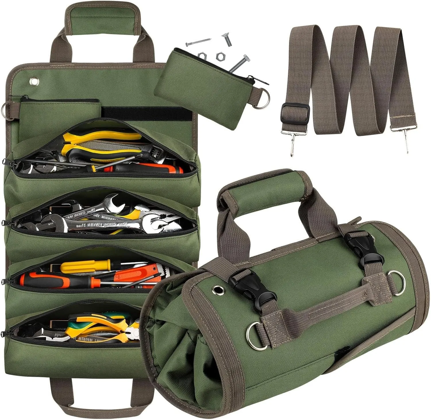 OEM Portable Tool Bag Rolled up Functional Durable Electricians Organizer Tools Kit Carrier Plumbing Roll-up Handbag Tool Bag