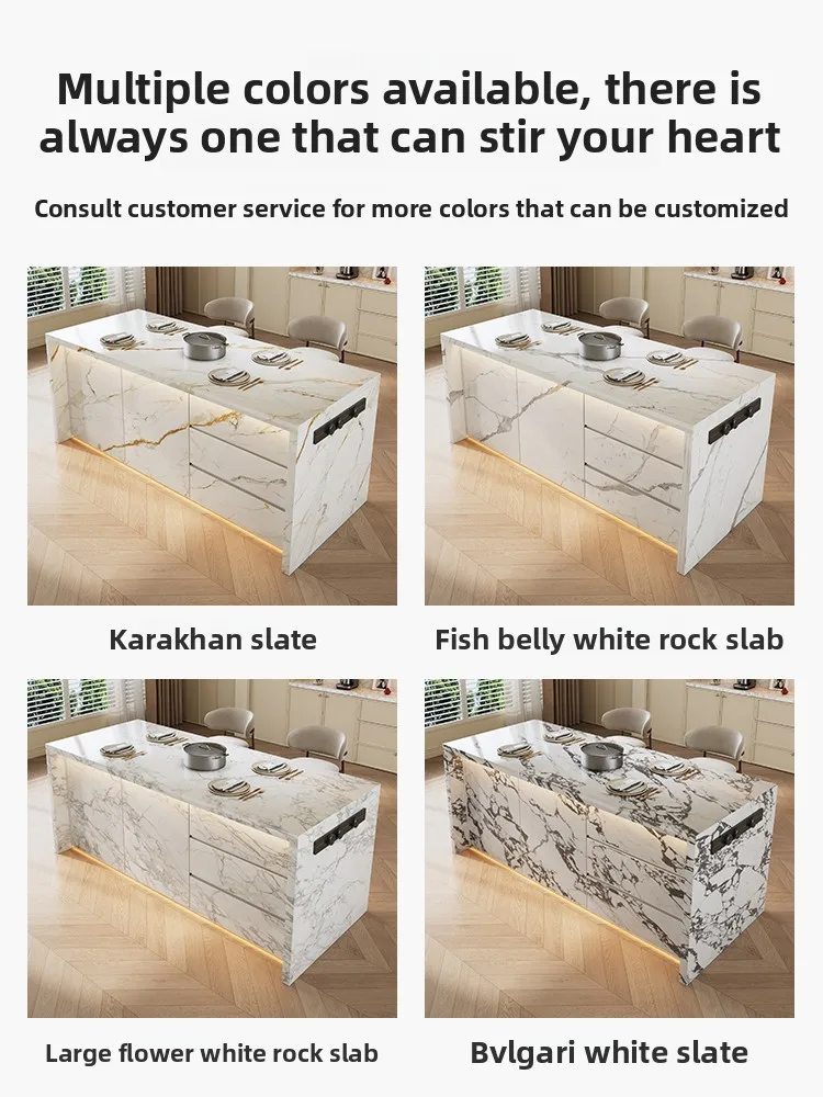 LH Slate Island Table Integrated Open Kitchen Console with Sink