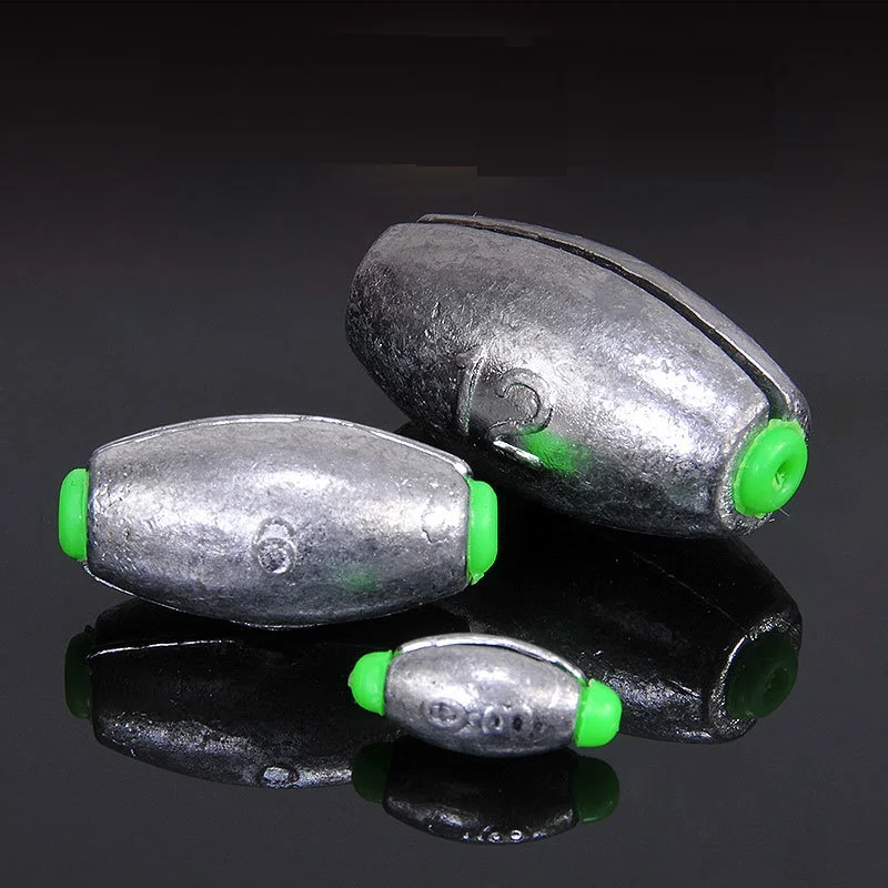 10pcs 4 5 7 10 15g Lead weight Fishing Lead Sinker Mould Olive Shaped Middle Pass Removable Split Lead Shot Sinkers Tackle Kits