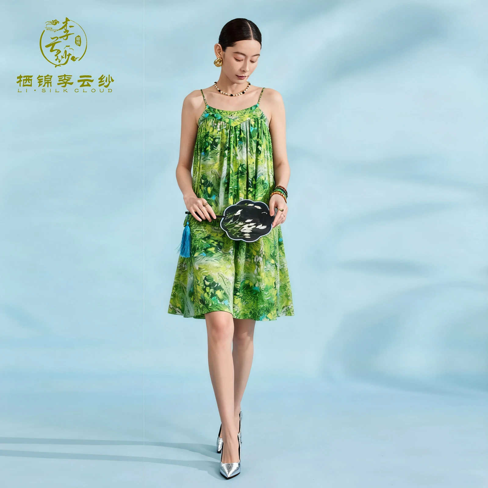 LI SILK CLOUD Robe Xiangyunsha Style bohème - Tissu en pure soie, drapé luxueusement lisse et fluide