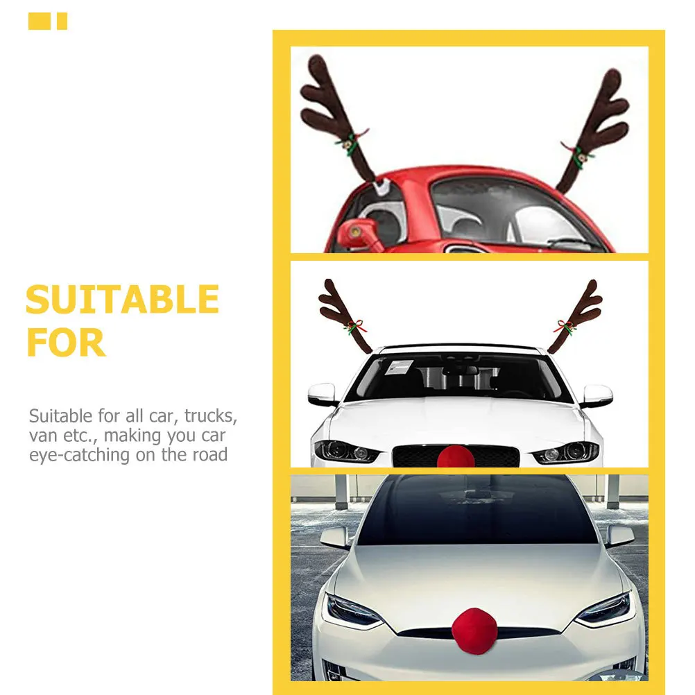 

1 Set Christmas Decors Deer Horn Ornaments For Auto Xmas Party Supplies Antler Decorations Reindeer Car Decoration