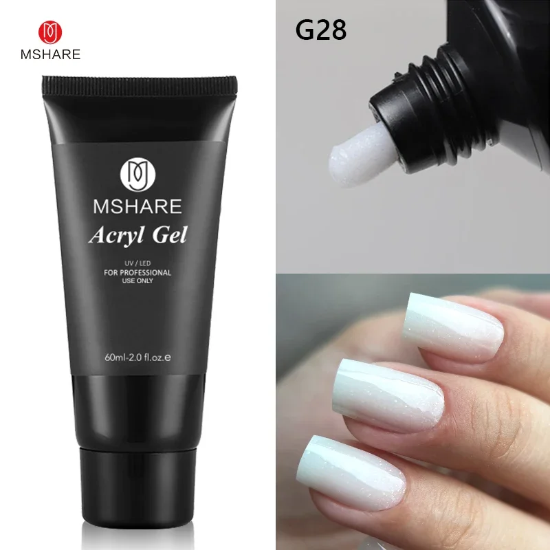 MSHARE 60ml Sparkling Acryl Gel Poly Nails Acrylic Gel Builder UV Led Acrylgel Nail Extension Professional Salon Nail Product