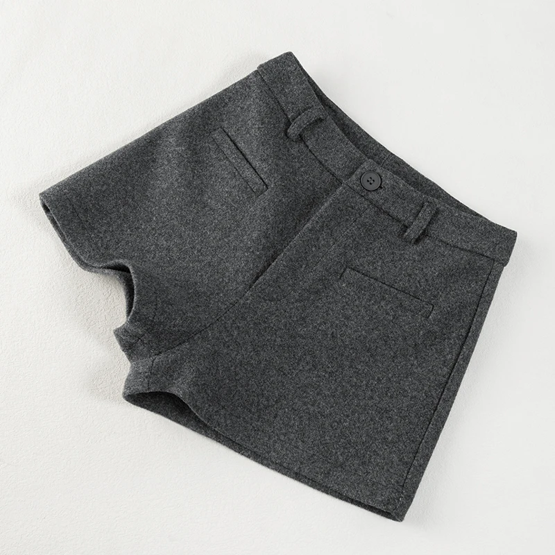 Hot Girl Imitation Wool-blend Mini Shorts Elegance High Waisted Slim A Line Shorts Autumn Winter Stylish Sexy Ultra Short