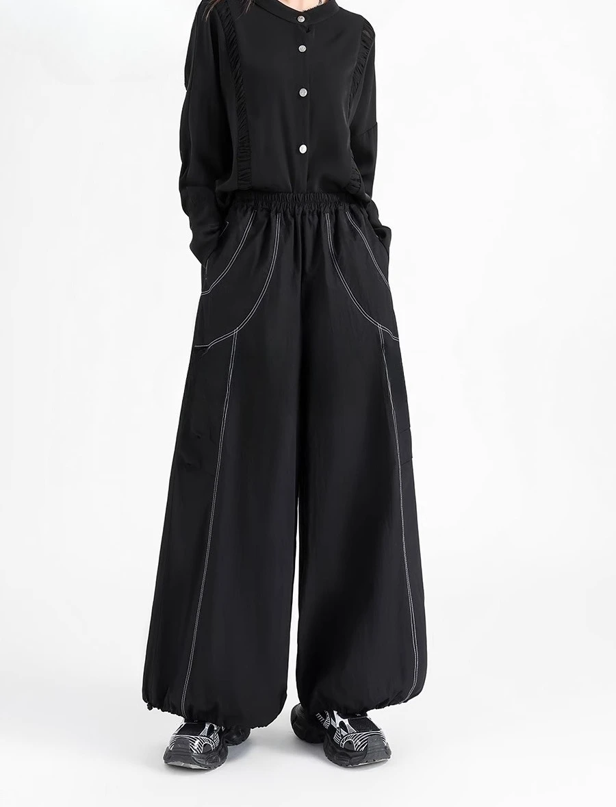 

Spring and Autumn New Women's Casual Pants, Fashionable High Waisted Dark Style Loose Sports Casual Pants