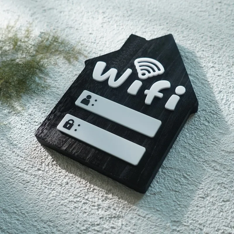 Wifi 암호 보드 목재 필기 와이파이 계정 암호, 따뜻한 알림 사인 재기록 가능, 공공 상점 간판 식당용
