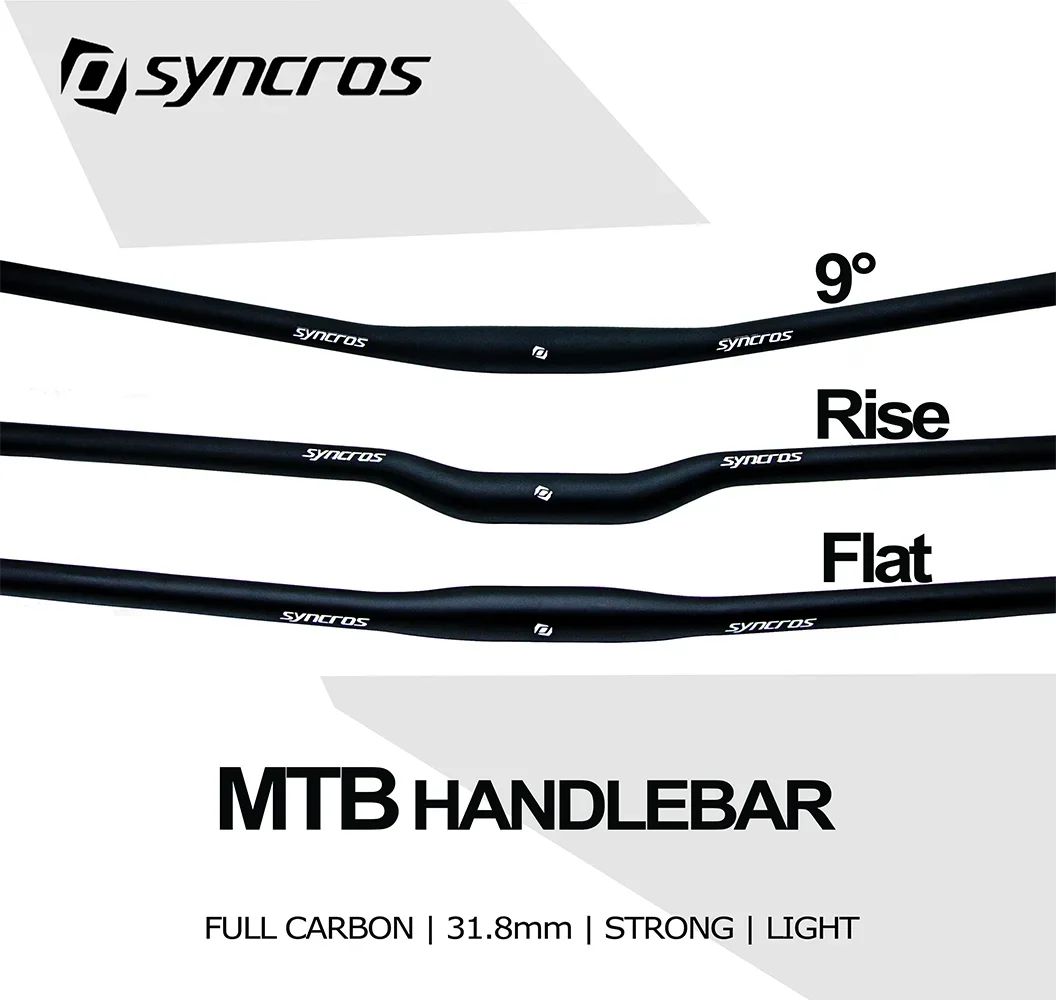 SYNCROS 31.8mm-  MTB Full Carbon Fiber Handlebar, Mountain Bike, BMX, Flat, Rise, 9 Degree, MTB Bicycle Fittings