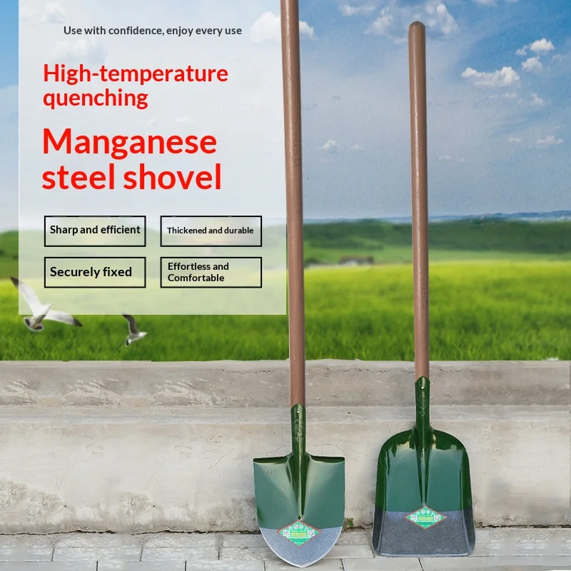 Thickened Manganese Steel Quenched Farming Tool Shovel Sharp Pointed Ditch Digger Heavy Duty Garden Spade