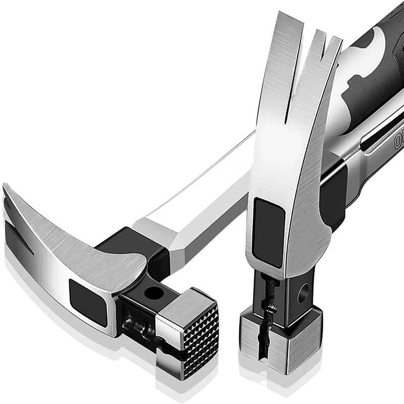 Claw Hammer Carbon Steel Woodworking Hammer Multi-tool Non-slip Percussion Surface and Shockproof Square Round Head Hand Tool