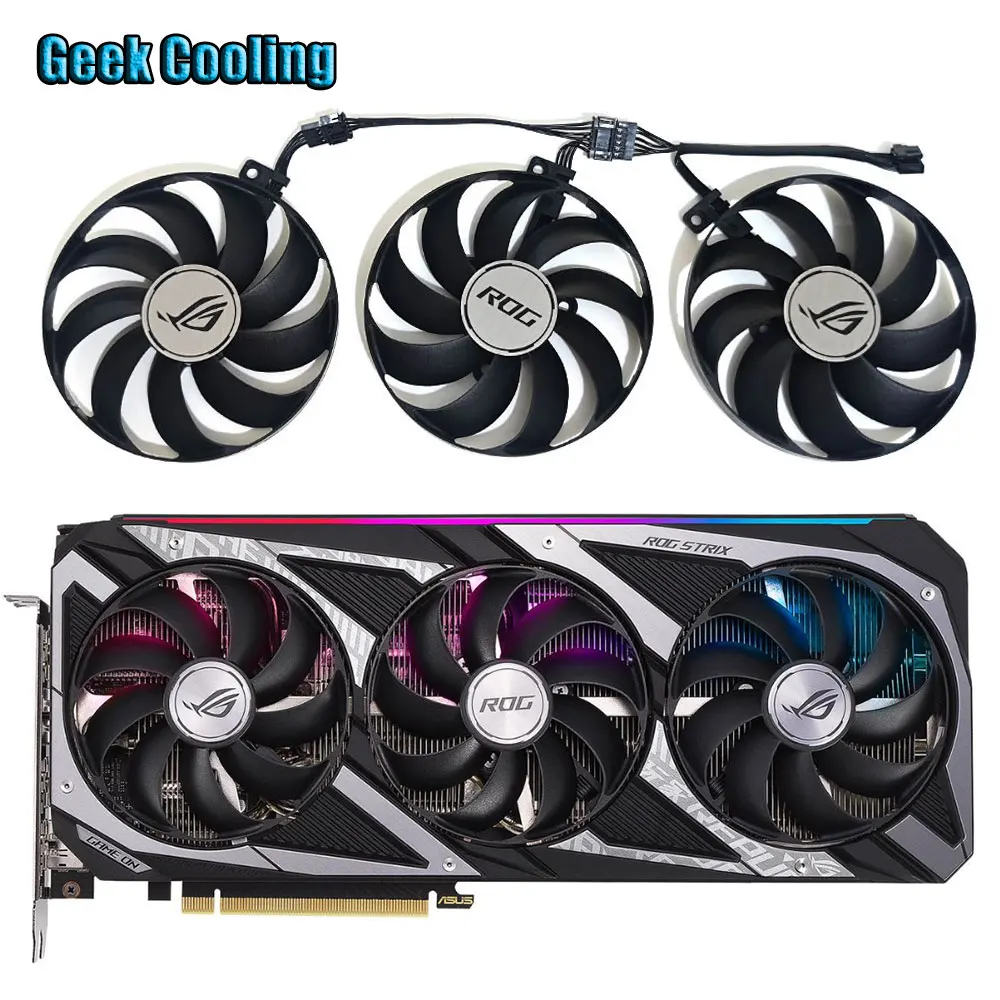 NEW 3FAN 88MM 7PIN CF9010U12S T129215SU FDC10U12S9-C Video card cooling fan，For ASUS ROG Strix RTX 3050、RTX 3060