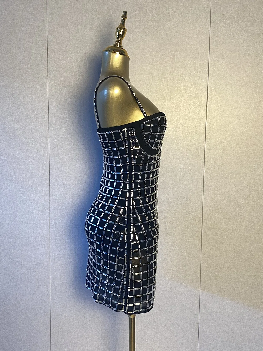 New Women Sexy Strapless Backless Beading Black Midi Bodycon Dress 2025 Elegant Evening Club Luxury Birthday Party Dresses