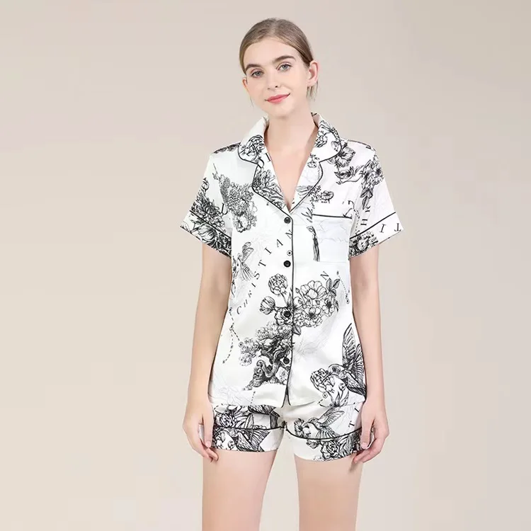 Short Pajamas Set Annimal Bird Printed Pajamas for Wowan  Sexy Sleepwear