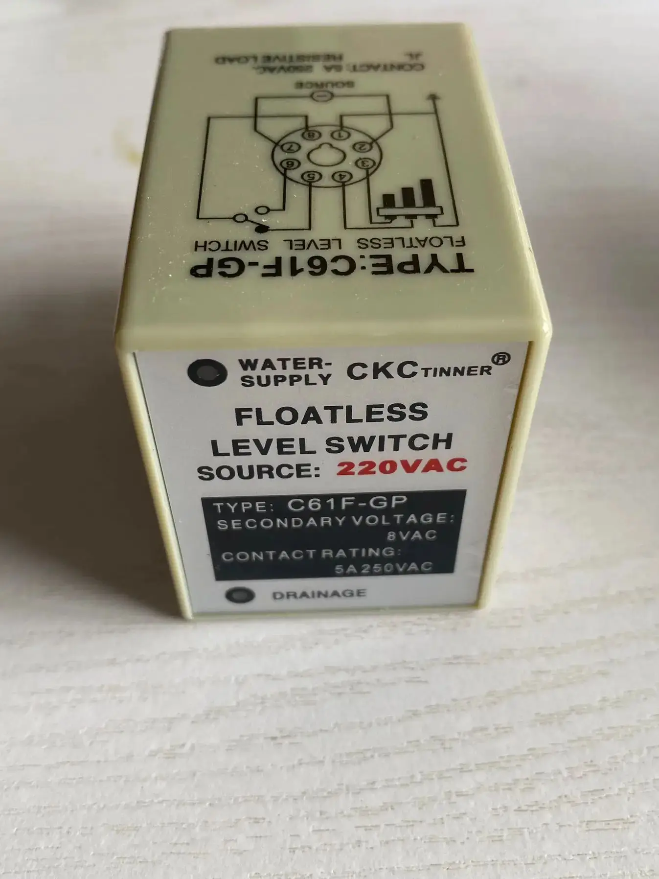 Kontroler poziomu wody C61F-GP przekaźnik poziomu 1NO 1NC 8PIN 5A 250VAC 50/60Hz DC12V DC24V AC110V AC220V AC380V — zdjęcie 2