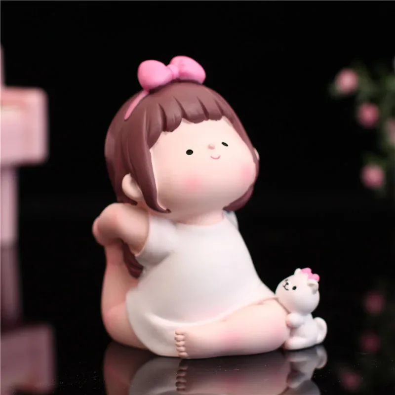 Cute Girl Figurine Cartoon Lovely Cute Fashionable Decoration Yoga Pose Girl Ornament For Car