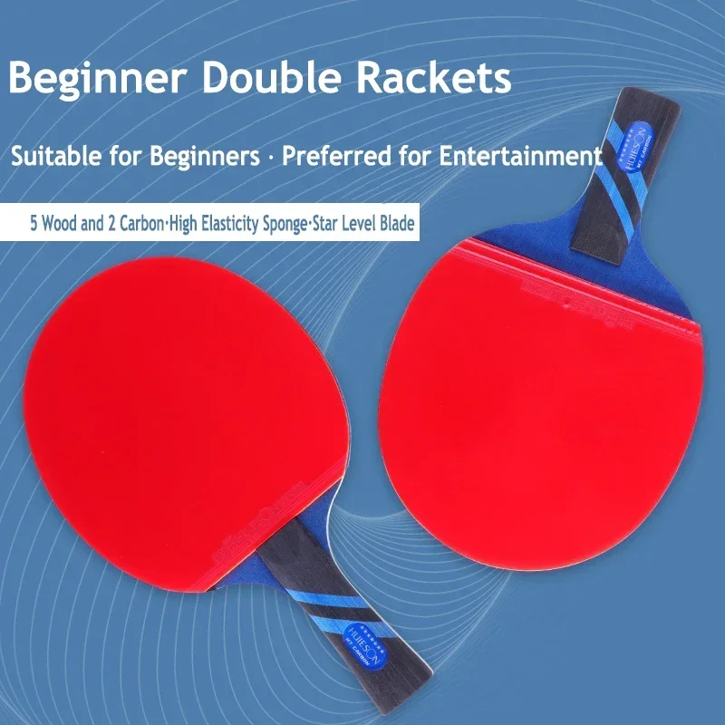 Huieson-バッグ付き卓球ラケット,7つ星,純木,内蔵,攻撃,防御,滑り止め,ピンポン,初心者