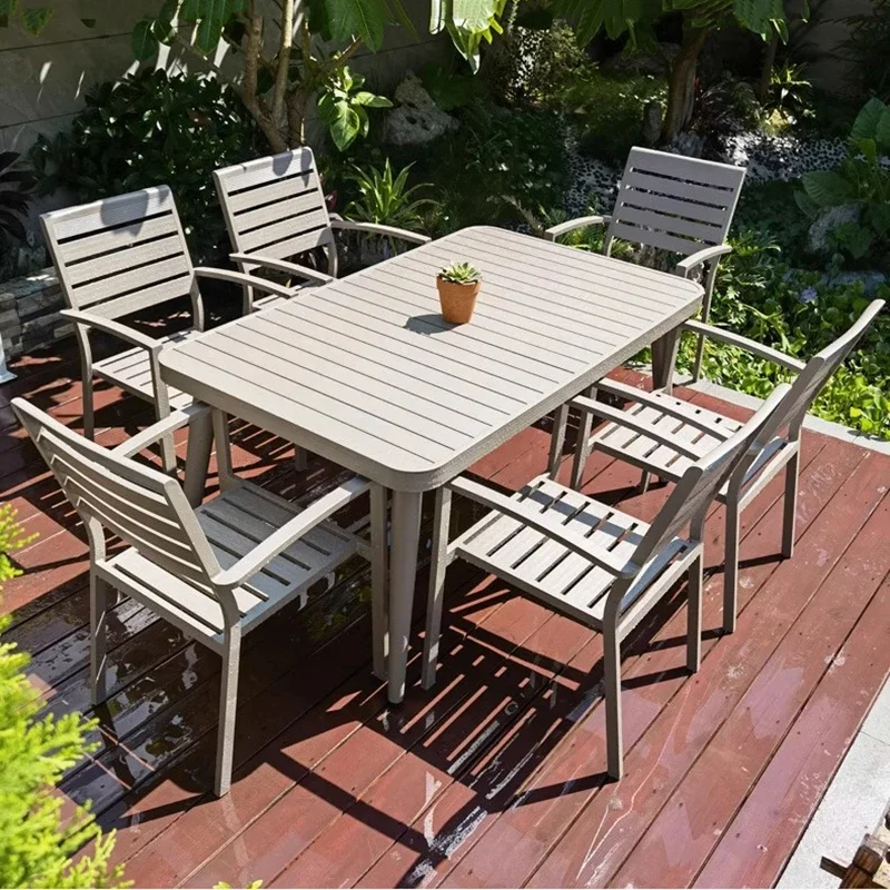 ガーデン中庭屋外テーブルフラットルーフミニマリストホワイトモダン屋外テーブルアームチェア裏庭アレドジャルディーノ家具