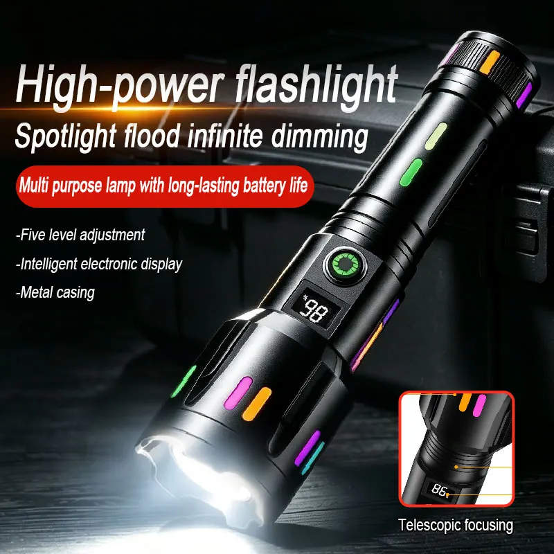 Portable Rechargeable High Power LED Flashlights USB Rechargeable Zoom Tactical Torch Lamp Outdoor Camping Fishing Lantern
