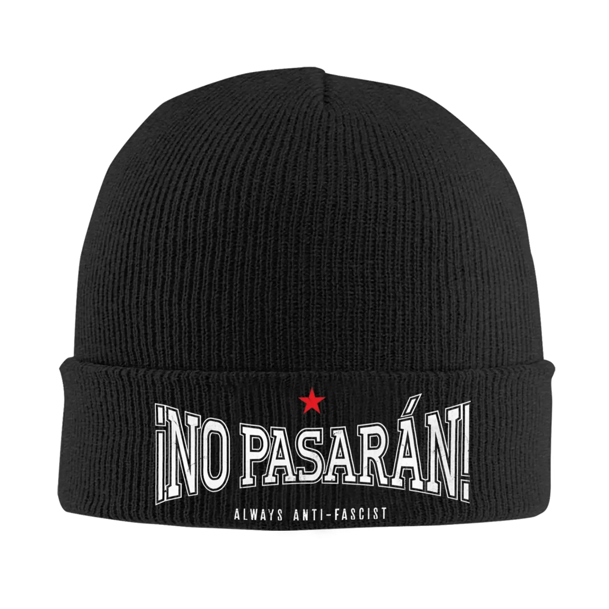 No Pasaran stay strong against fascism Hat Autumn Winter Beanies Warm  Cap Female Male Acrylic Skullcap,