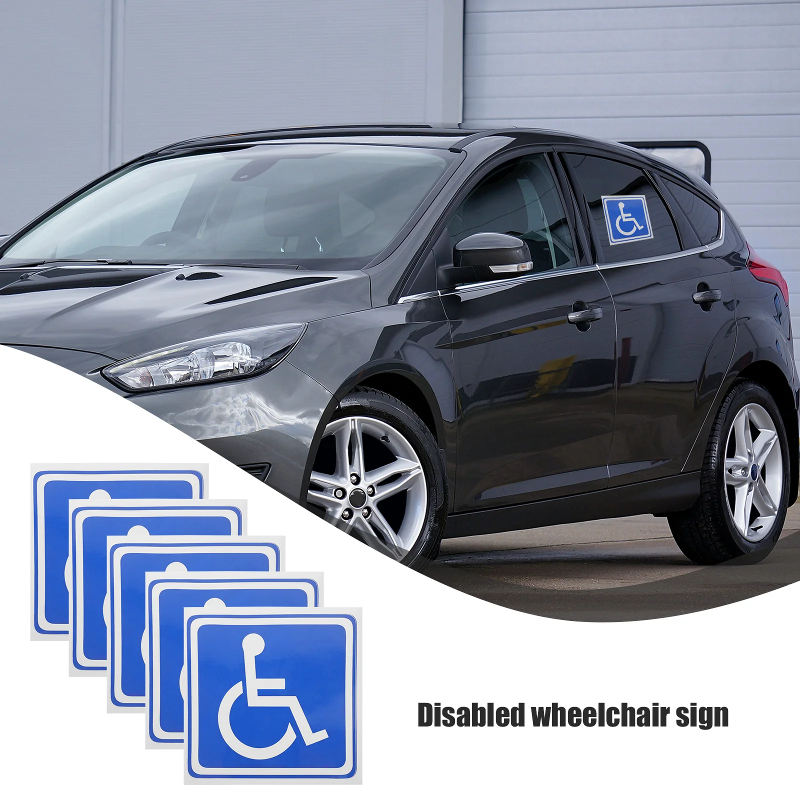 5 Sheets Car Sticker Self Adhesive Disabled Wheelchair Sign Square Decals Stickers for Window