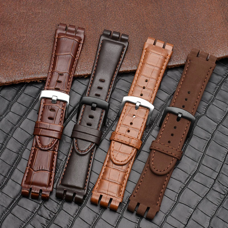 23MM Genuine Calf Leather Watchband Steel Clasp For Swatch IRONY YOS440 449  448  401G Watch Strap Watch band Bracelet Wristband image 3